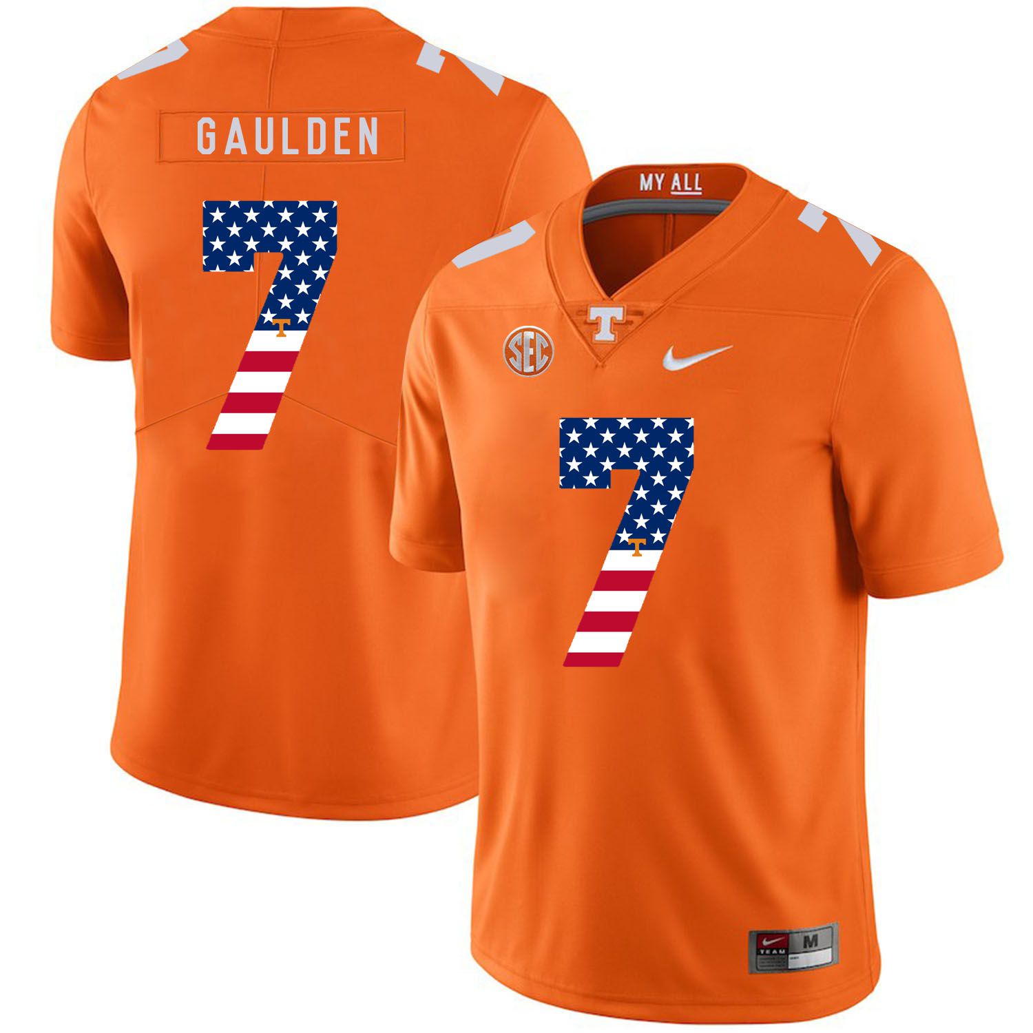 Men Tennessee Volunteers 7 Gaulden Orange Flag Customized NCAA Jerseys